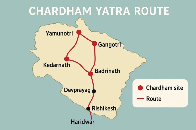 Chardham Yatra Route Map from Delhi, Haridwar & Rishikesh