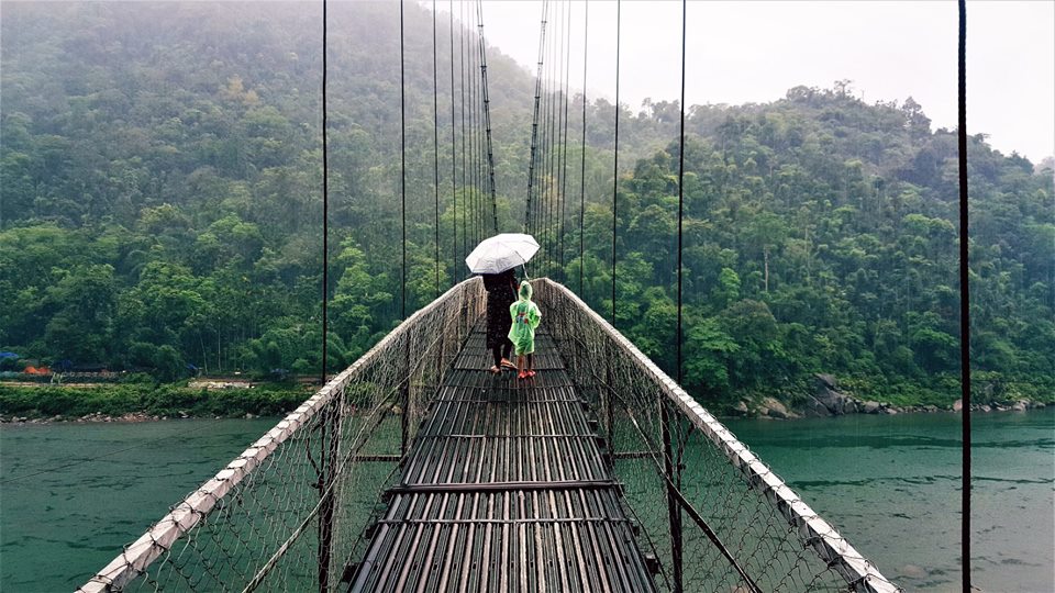 Beautiful landscape of Meghalaya hills and waterfalls